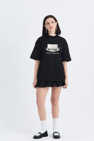 Portrait Of a Generation Baskılı Unisex %100 Pamuk Siyah T-shirt
