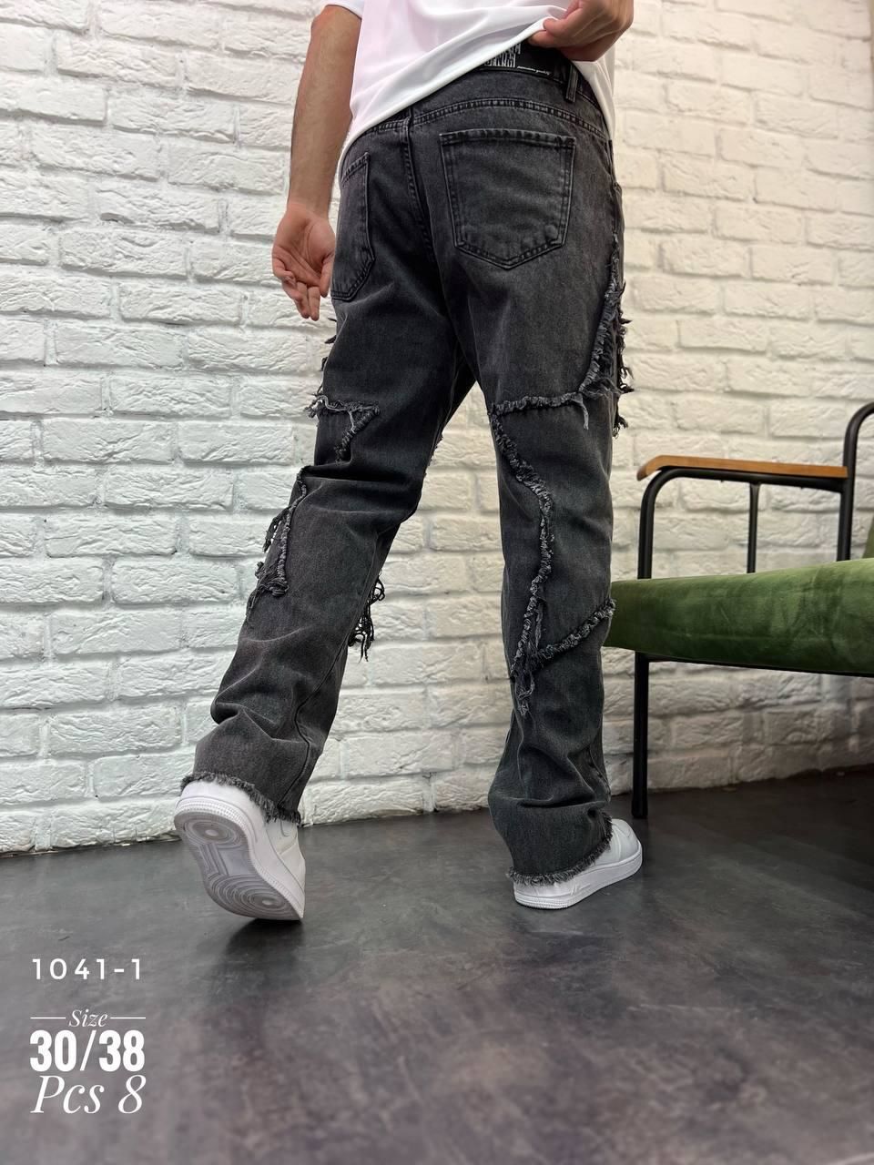 New Super Baggy (Bol Kalıp) Unisex Desenli Siyah Pantolon