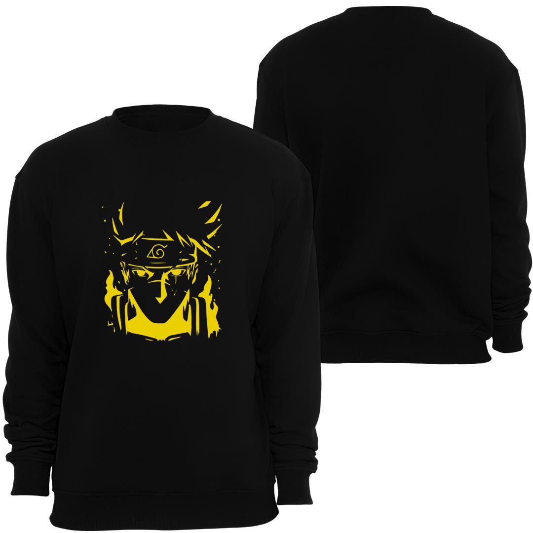Naruto Anime Baskılı Bisiklet Yaka Sweatshirt