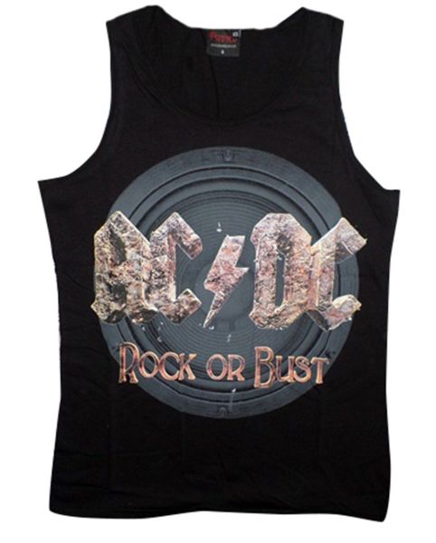 ACDC Baskılı Sıfır Kol T-Shirt