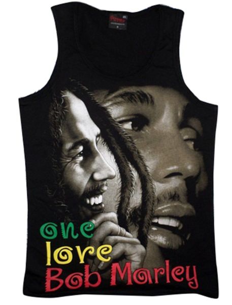 Bob Marley Baskılı Sıfır Kol T-Shirt