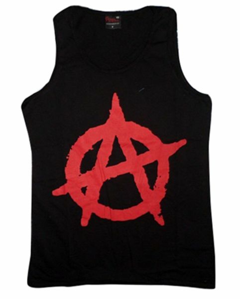 Anarchy Baskılı Sıfır Kol T-Shirt