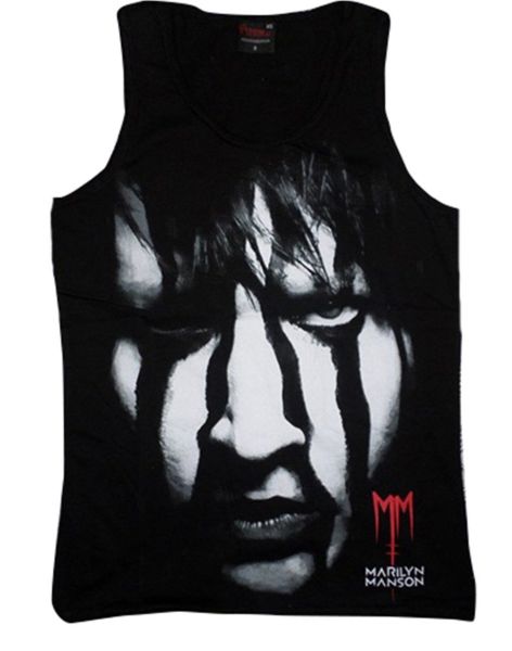 Marilyn Manson Baskılı Sıfır Kol T-Shirt