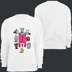 Bt21 Bts Anime Baskılı Bisiklet Yaka Sweatshirt