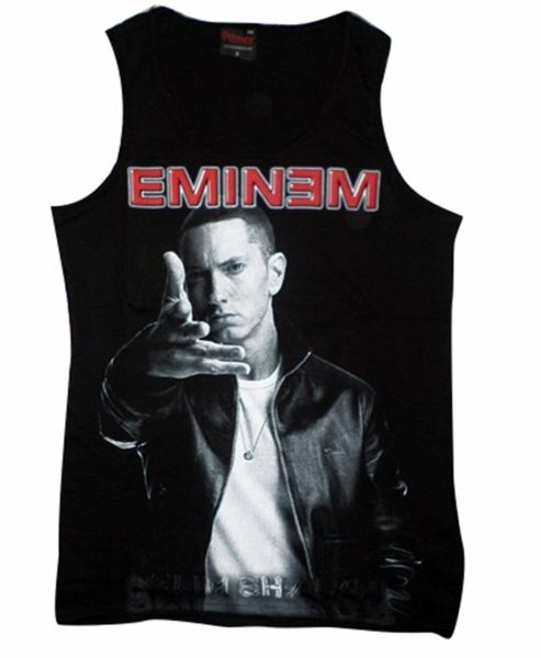 Eminem Baskılı Sıfır Kol T-Shirt