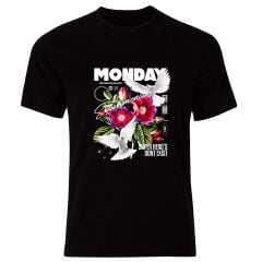 Kuş Ve Çiçek Baskılı Tişört ( Fame Stoned Gang Collection New Season Tshirt )