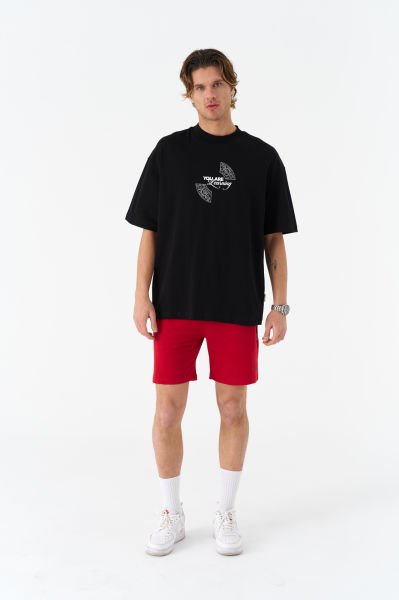 You Are Learning Baskılı, Nakışlı Pamuk Siyah T-shirt
