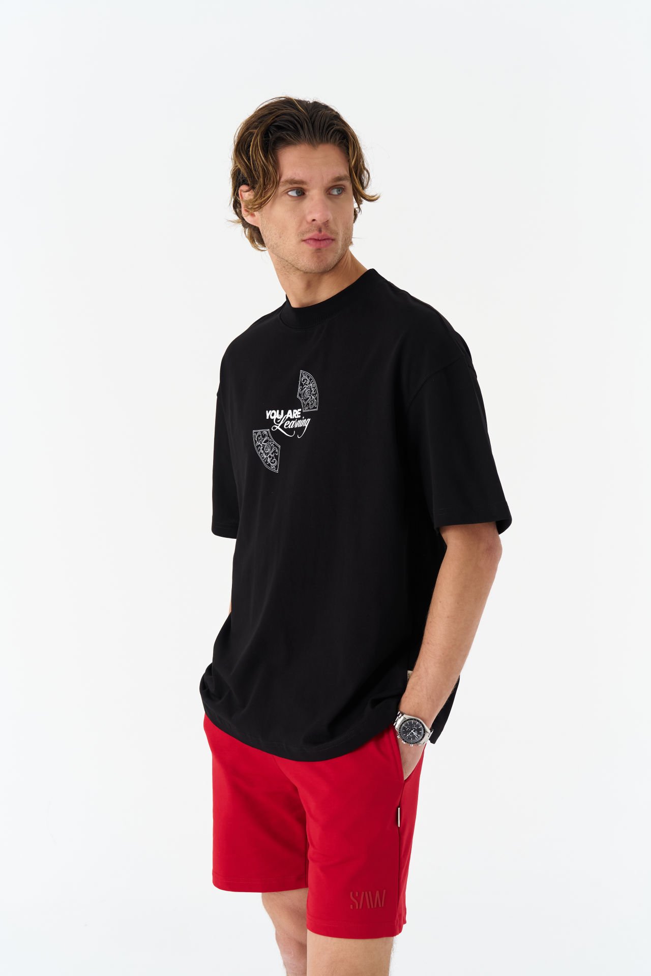 You Are Learning Baskılı, Nakışlı Pamuk Siyah T-shirt