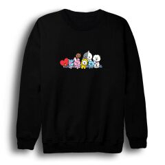 Bt21 Bts Anime Baskılı Bisiklet Yaka Sweatshirt