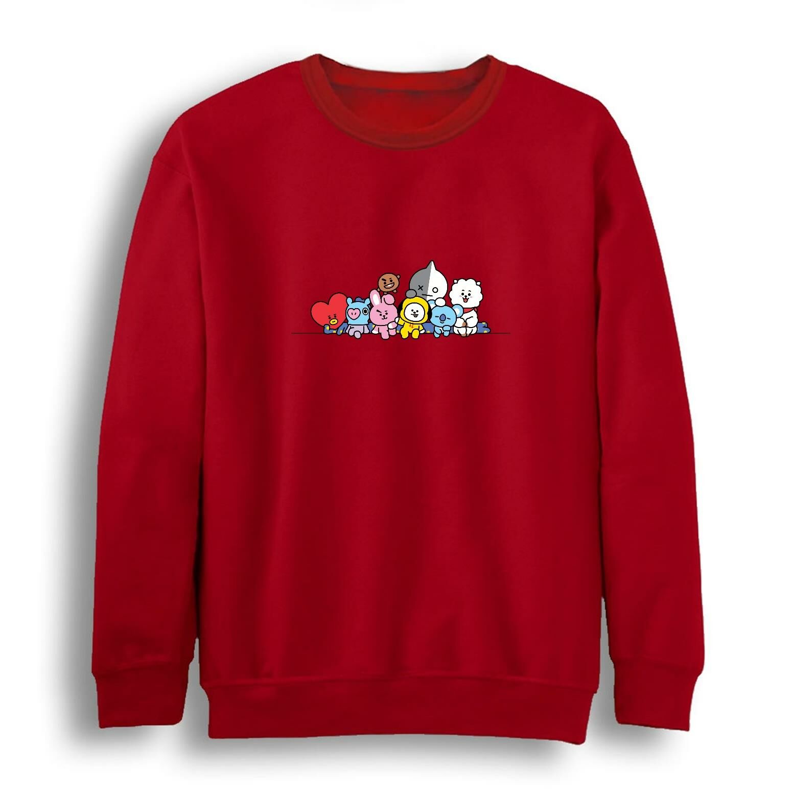 Bt21 Bts Anime Baskılı Bisiklet Yaka Sweatshirt