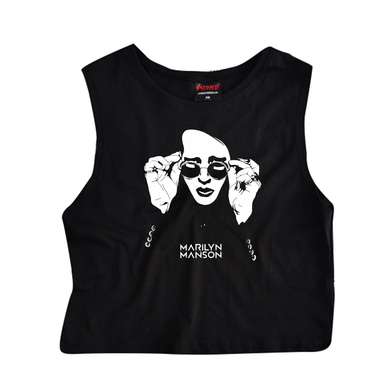 Marilyn Manson Baskılı Göbek Üstü-Yarım T-shirt SİYAH - S