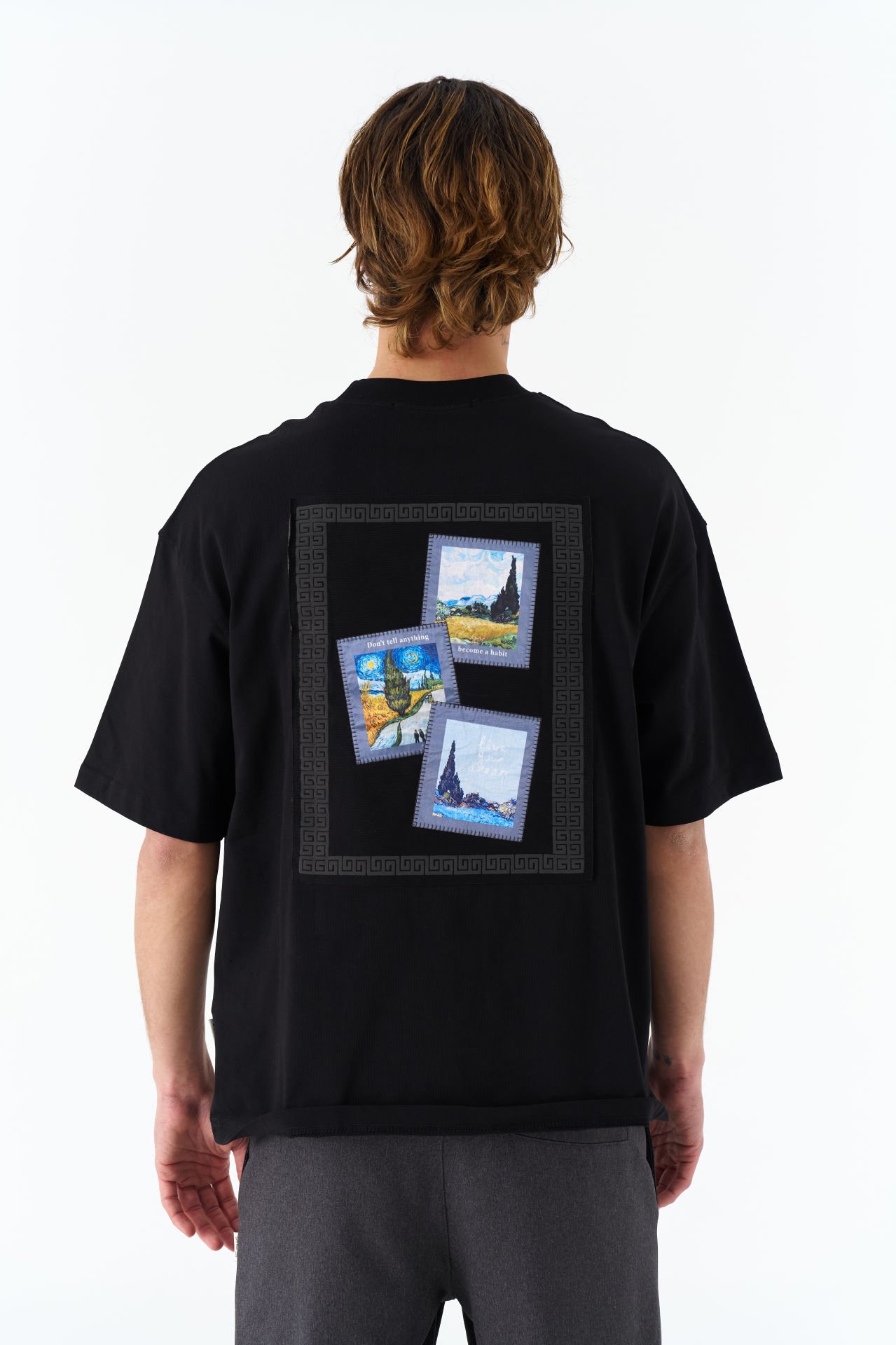 Vincent Van Gogh Baskılı Unisex Pamuk Nakışlı Siyah T-shirt