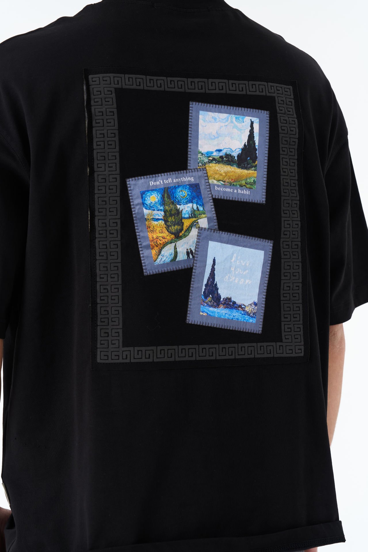 Vincent Van Gogh Baskılı Unisex Pamuk Nakışlı Siyah T-shirt