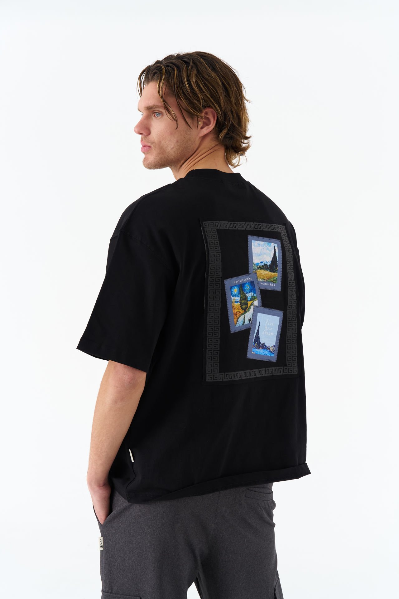 Vincent Van Gogh Baskılı Unisex Pamuk Nakışlı Siyah T-shirt
