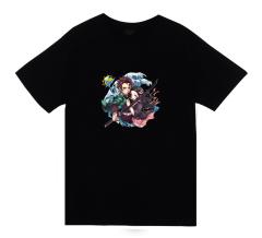 Damon Slayer Anime Baskılı Tshirt SİYAH - 4XL