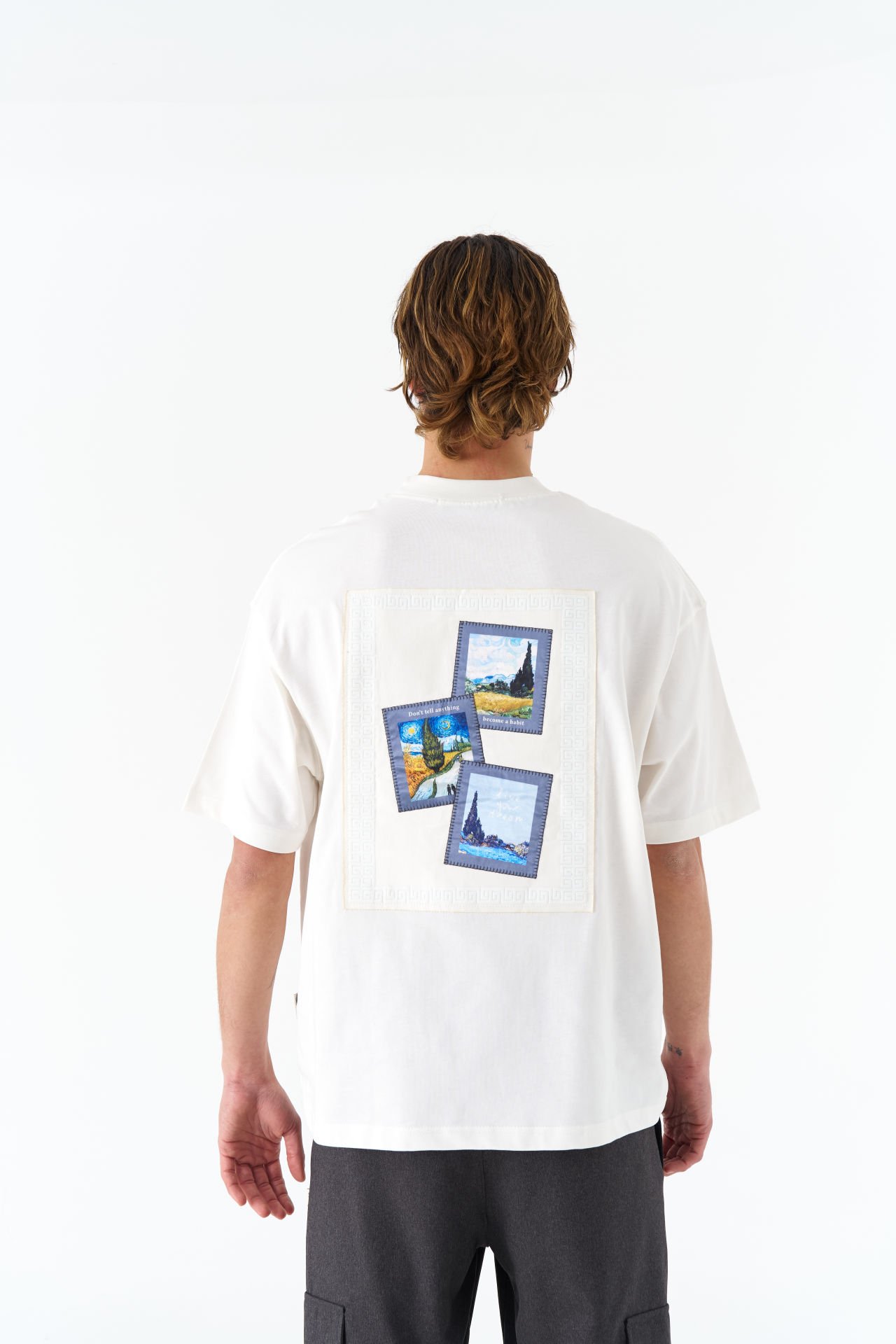 Vincent Van Gogh Baskılı Unisex Pamuk Nakışlı Beyaz T-shirt