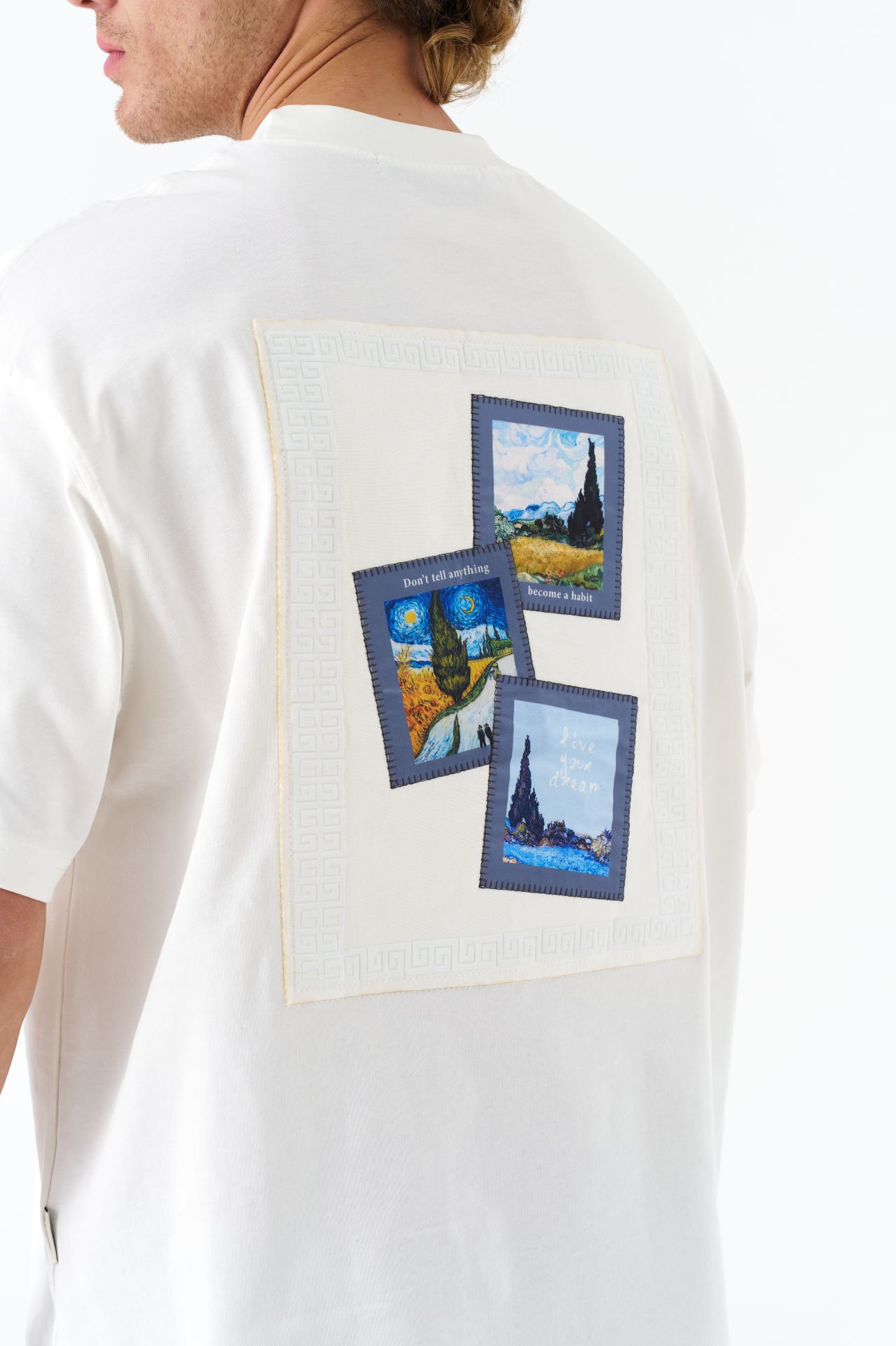 Vincent Van Gogh Baskılı Unisex Pamuk Nakışlı Beyaz T-shirt