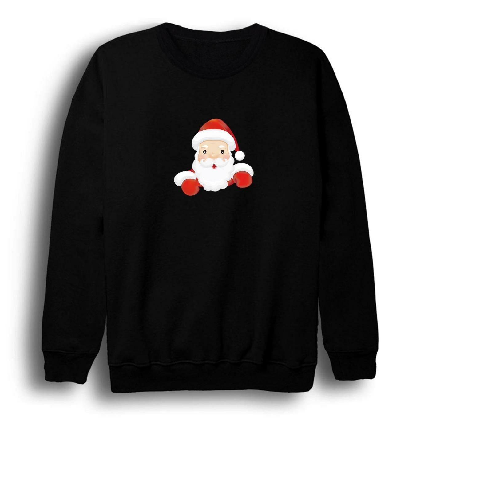 Noel Baba Christmas Yeni Y l Bask l Bisiklet Yaka Sweatshirt L KIRMIZI