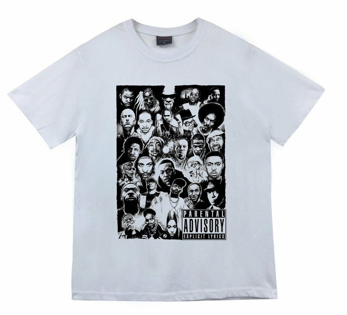 Hip Hop Songs Parental Advisory Baskılı T-shirt