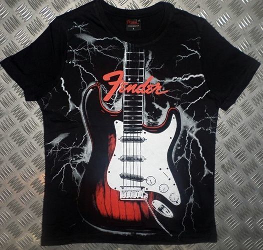 FENDER Baskılı T-shirt SİYAH - 4XL