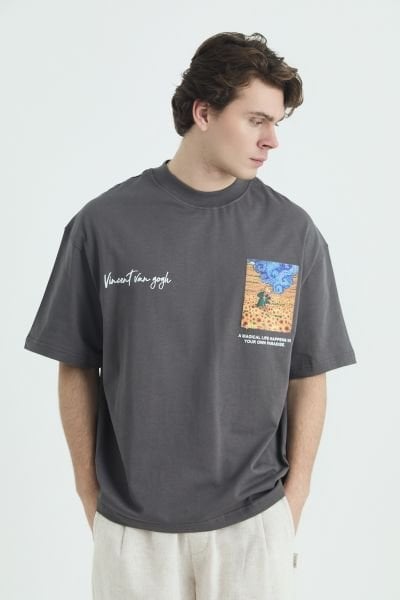 Vincent Van Gogh Baskılı Nakışlı Pamuk Unisex T-shirt