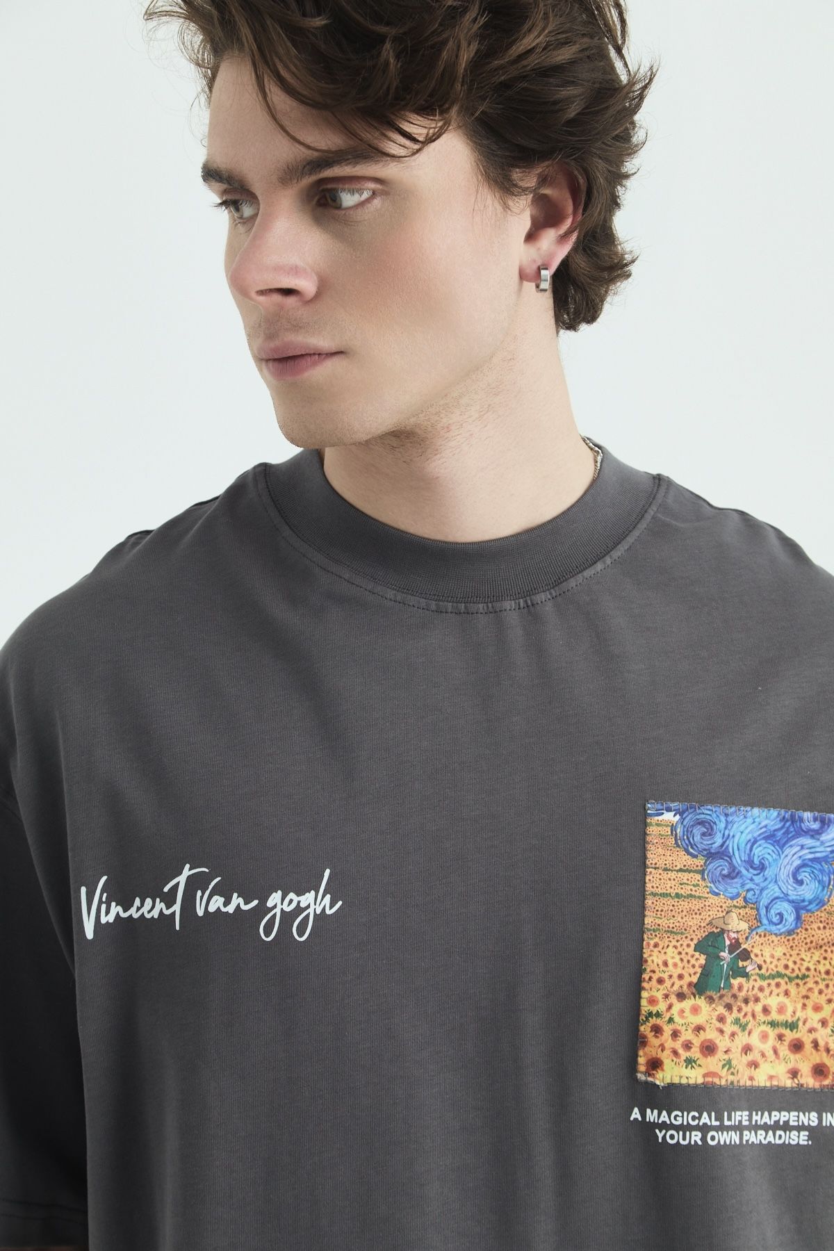 Vincent Van Gogh Baskılı Nakışlı Pamuk Unisex T-shirt