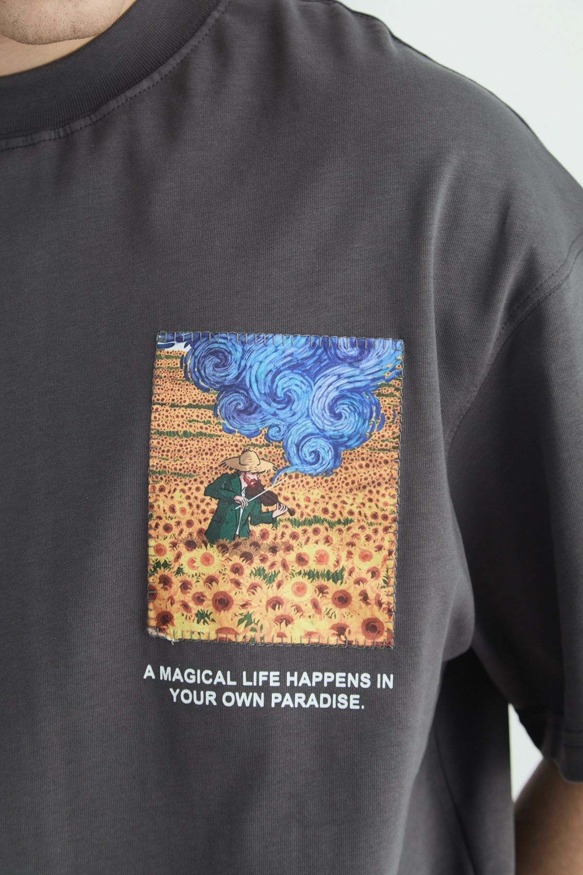 Vincent Van Gogh Baskılı Nakışlı Pamuk Unisex T-shirt