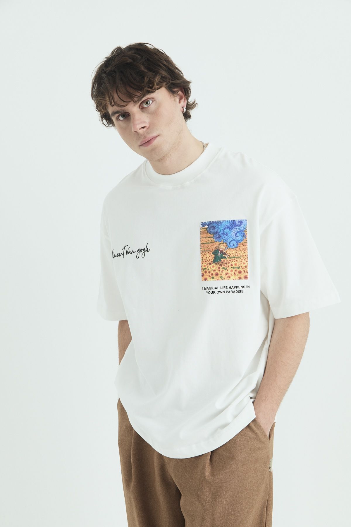 Vincent Van Gogh Baskılı Nakışlı Pamuk Unisex T-shirt