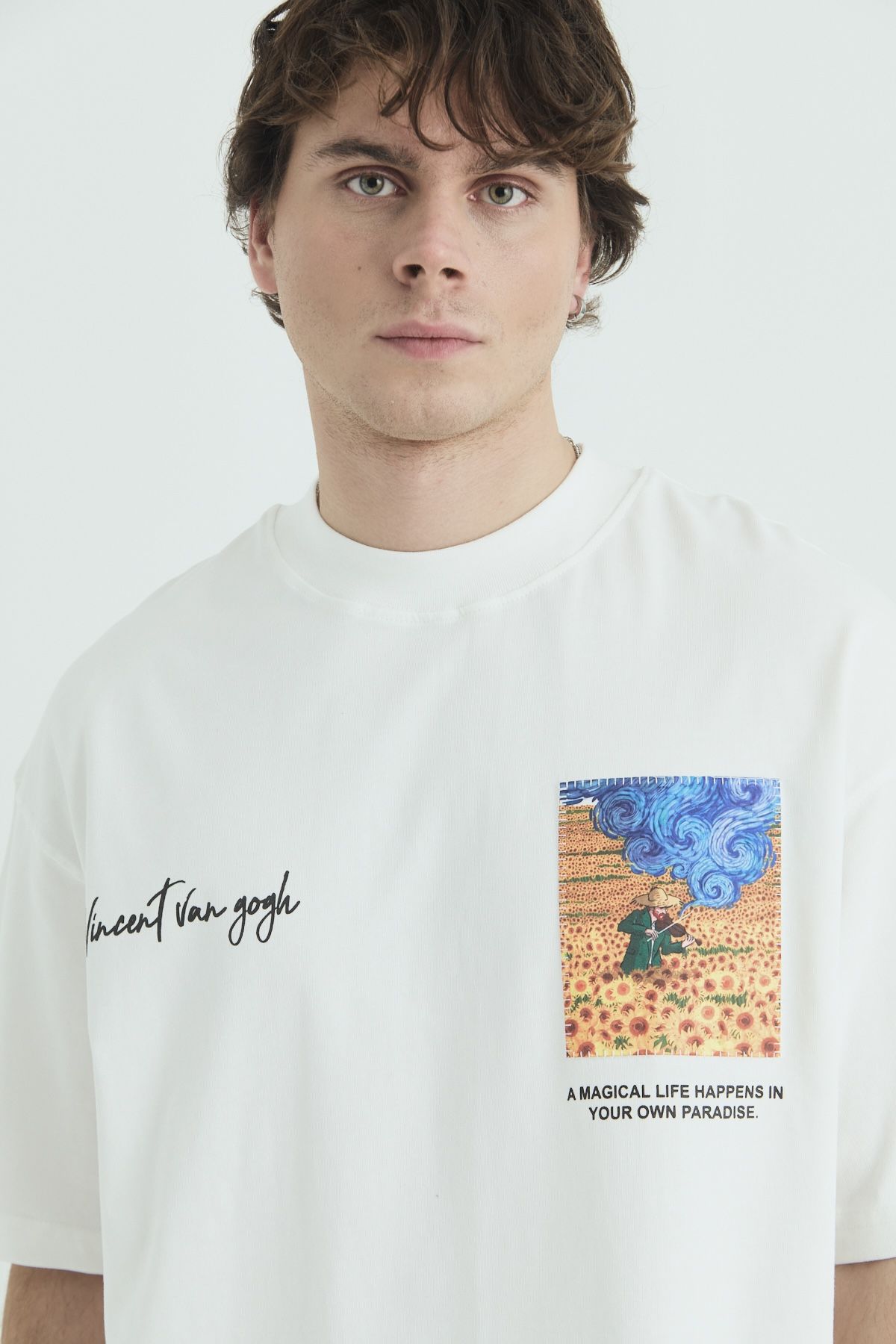 Vincent Van Gogh Baskılı Nakışlı Pamuk Unisex T-shirt