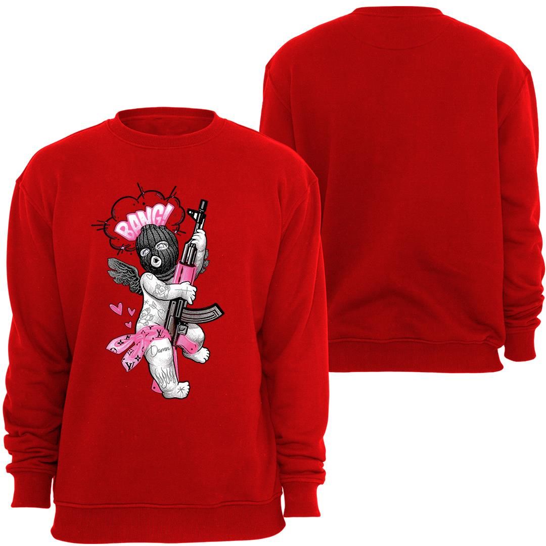 Gangsta Baskılı Unisex Bisiklet Yaka Sweatshirt