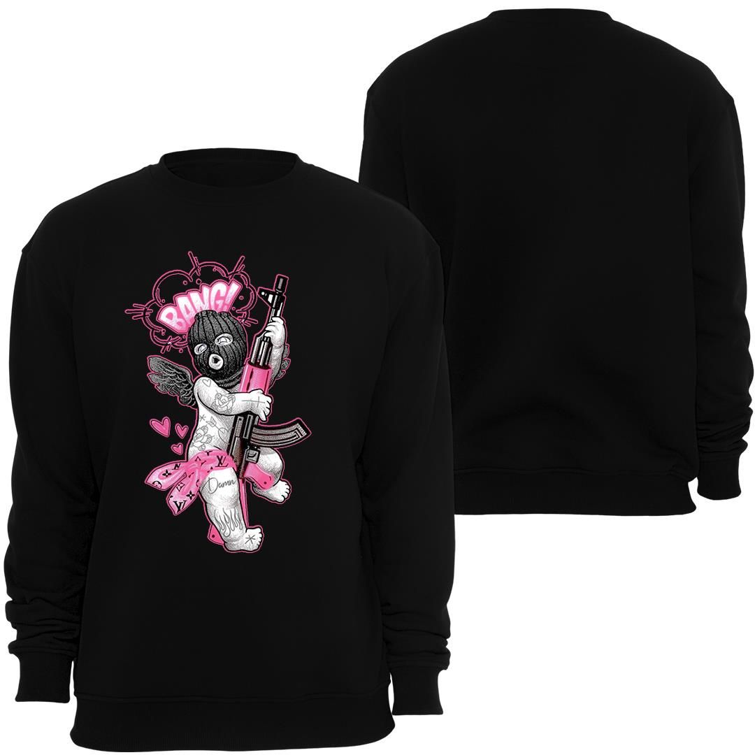 Gangsta Baskılı Unisex Bisiklet Yaka Sweatshirt
