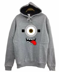 Minions Baskılı Kapüşonlu Sweatshirt