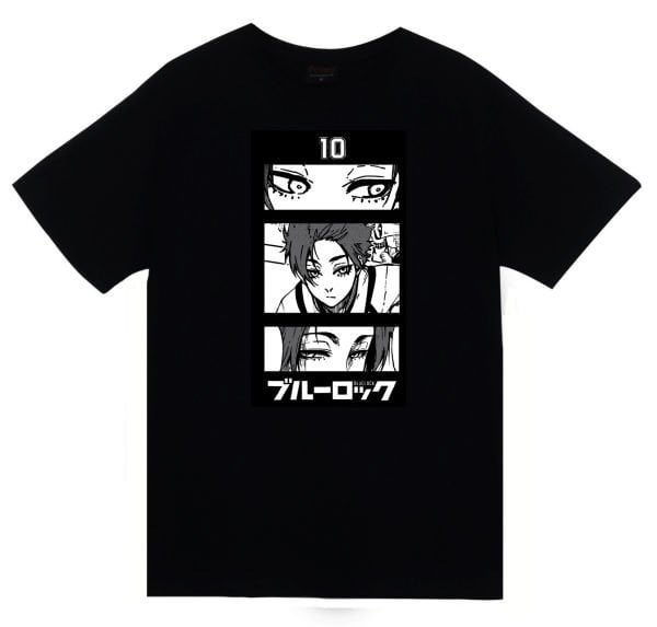 Blue Lock, Itoshi Sae Anime Baskılı Unisex %100 Pamuk Siyah T-shirt