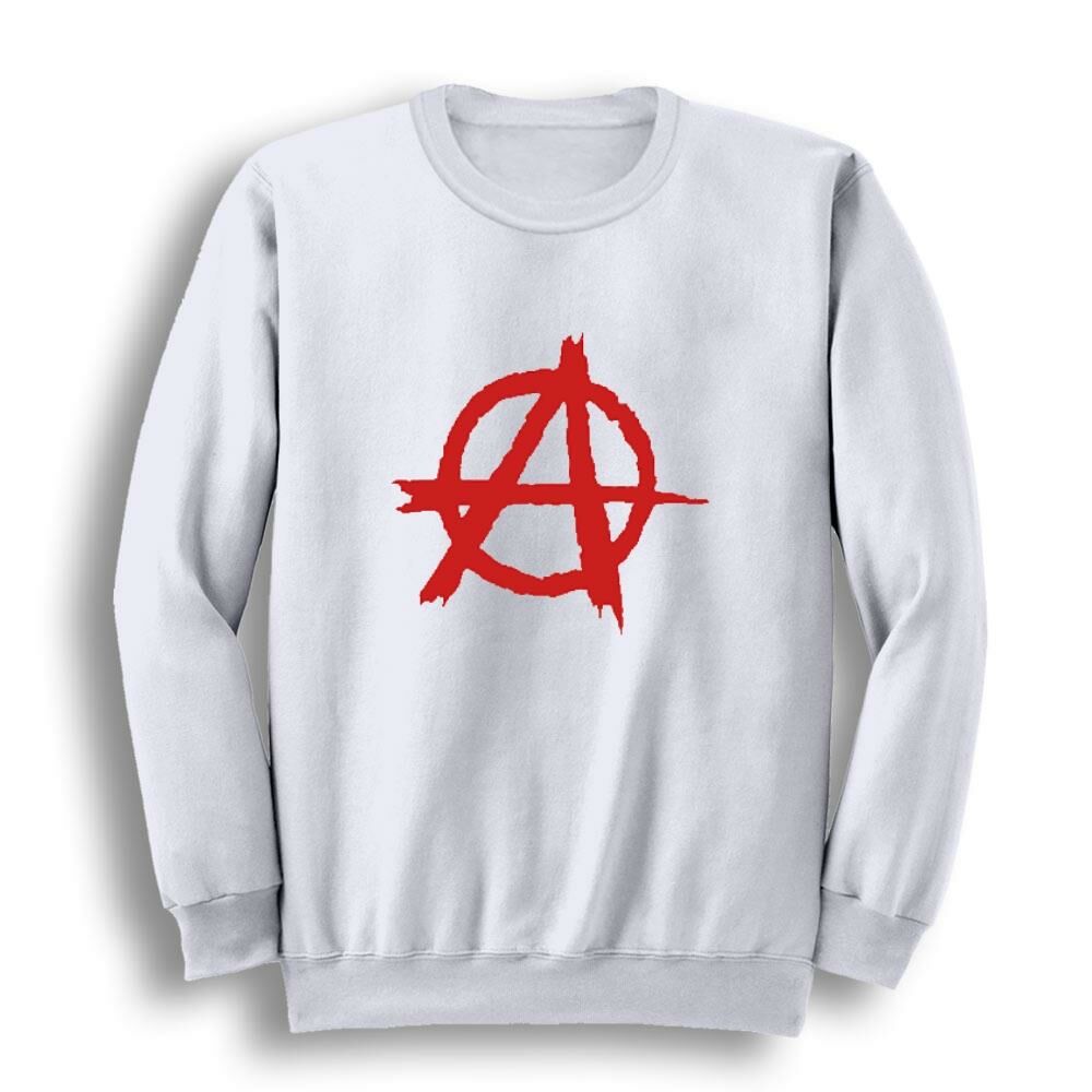 Anarchy Baskılı Bisiklet Yaka Sweatshirt
