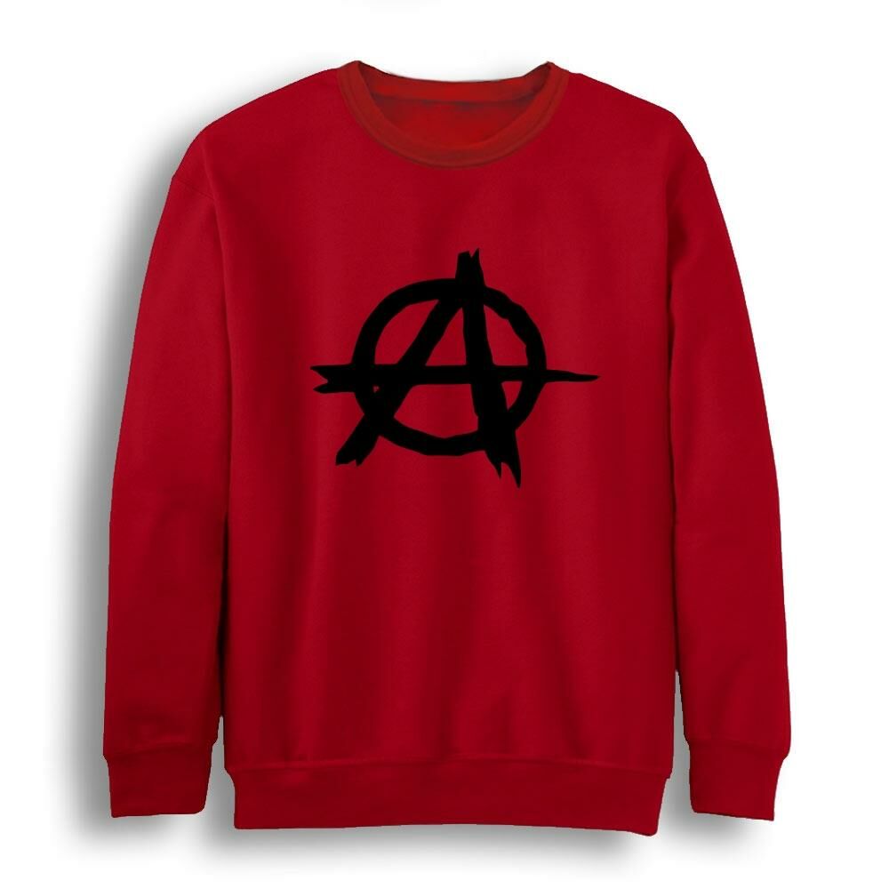 Anarchy Baskılı Bisiklet Yaka Sweatshirt