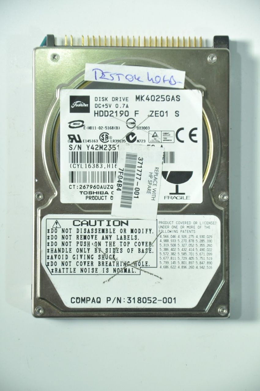 TOSHIBA IDE 40GB MK4025GAS HDD2190 2.5'' 4200RPM HDD