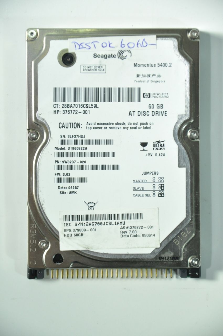 SEAGATE IDE 60GB ST960822A 376772-001 379809-001 2.5'' 5400RPM HDD