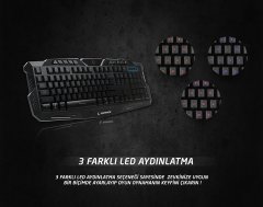 Rampage KM-R77 Siyah 3 Farklı Ledli Oyuncu Klavye
