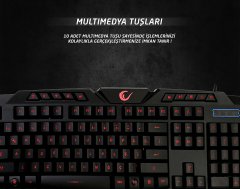 Rampage KM-R77 Siyah 3 Farklı Ledli Oyuncu Klavye