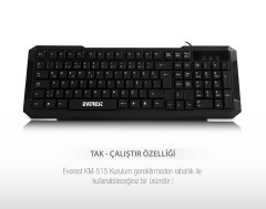 Everest Km-515 Siyah Usb Combo Q Standart Klavye
