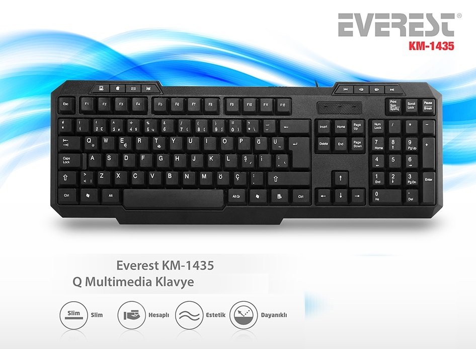 Everest KM-1435 Siyah Usb Oyuncu Q Multimedia Klavye