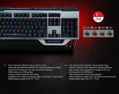 Rampage KB-RX92 COMMANDER Full RGB Ledli USB 2*Usb Hub Oyuncu Q Multimedia Aluminyum Mekanik Klavye