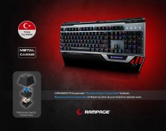 Rampage KB-RX92 COMMANDER Full RGB Ledli USB 2*Usb Hub Oyuncu Q Multimedia Aluminyum Mekanik Klavye