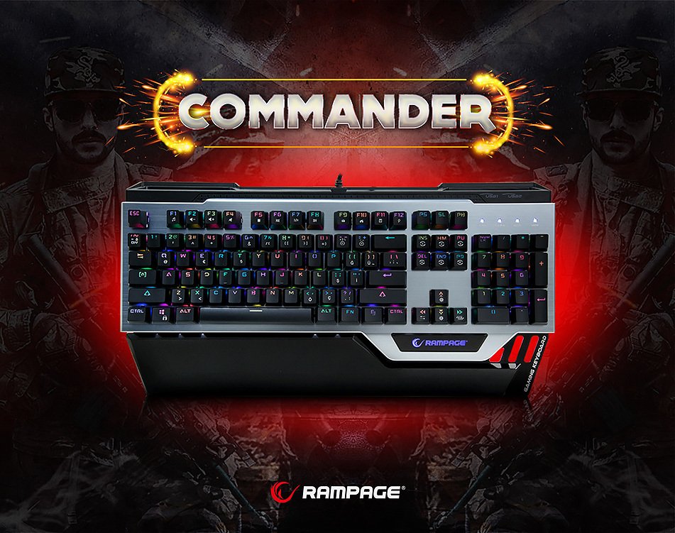 Rampage KB-RX92 COMMANDER Full RGB Ledli USB 2*Usb Hub Oyuncu Q Multimedia Aluminyum Mekanik Klavye