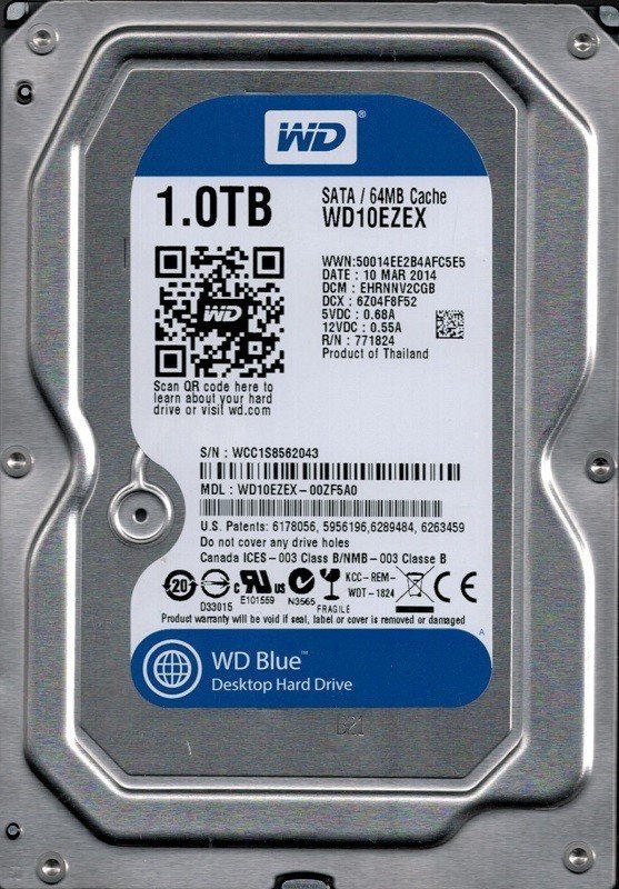 WD SATA 1TB WD10EZEX-00ZF5A0 3.5'' 7200RPM HDD