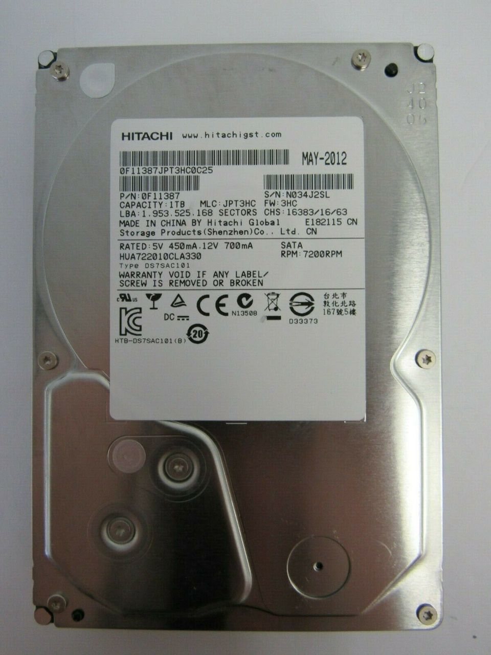 Hitachi HUA722010CLA330 7200 RPM 32 MB Cache 3.5'' 1 TB SATA 3 HDD