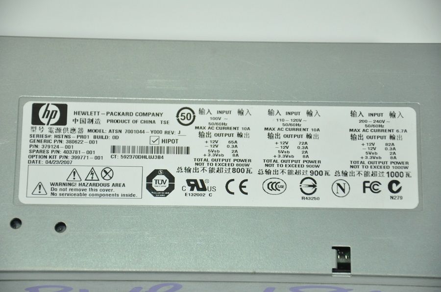 HP 7001044-Y000 379124-001 399771-001 403781-001 380622-001 DL380 G5 1000W Power Supply