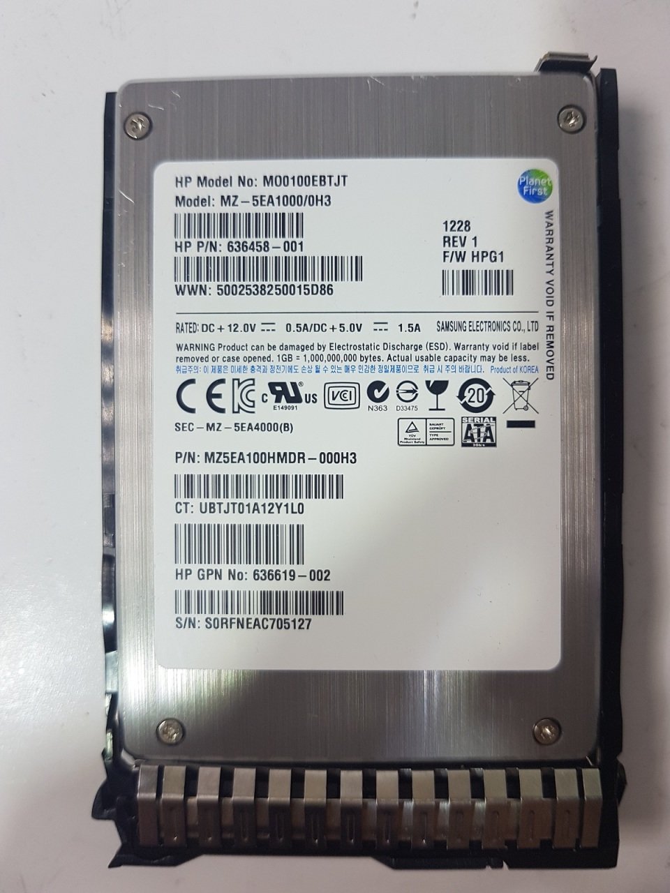 HP 100GB 2.5'' MZ-5EA1000/0H3 636458-001 3G MLC SFF SATA SSD SC HARD DRIVE