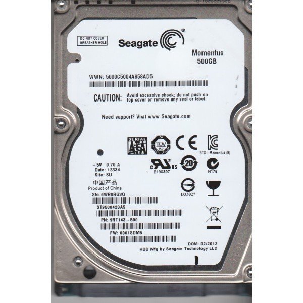 SEAGATE SATA 500GB ST9500423AS   2.5'' 5400RPM HDD
