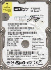 WESTERN DIGITAL IDE 60GB WD600UE-22KVT0 2.5'' 5400RPM HDD